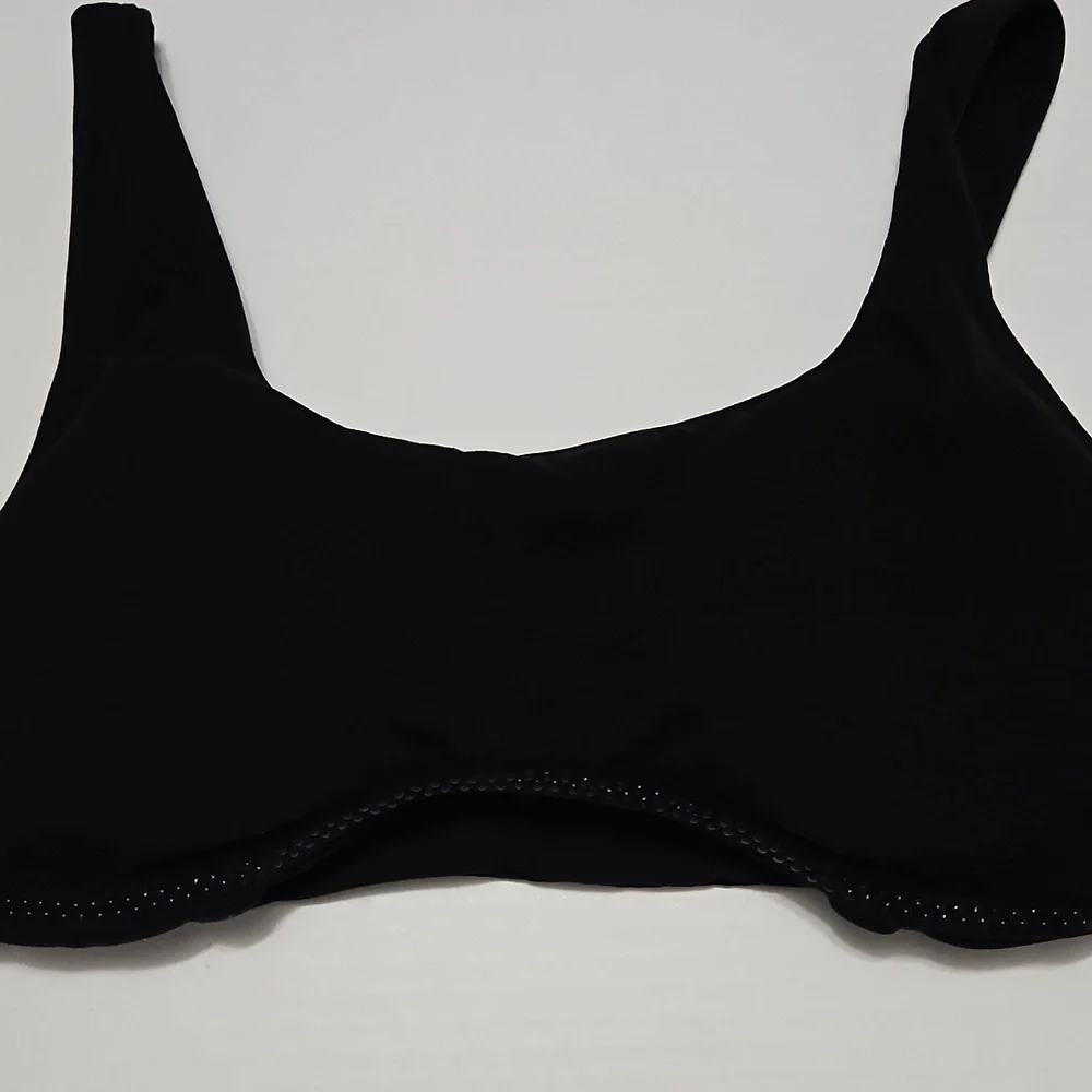 Laslulu Athletic Crop Black Sports Bra Wire Free Seamless Removable Pads Size XL